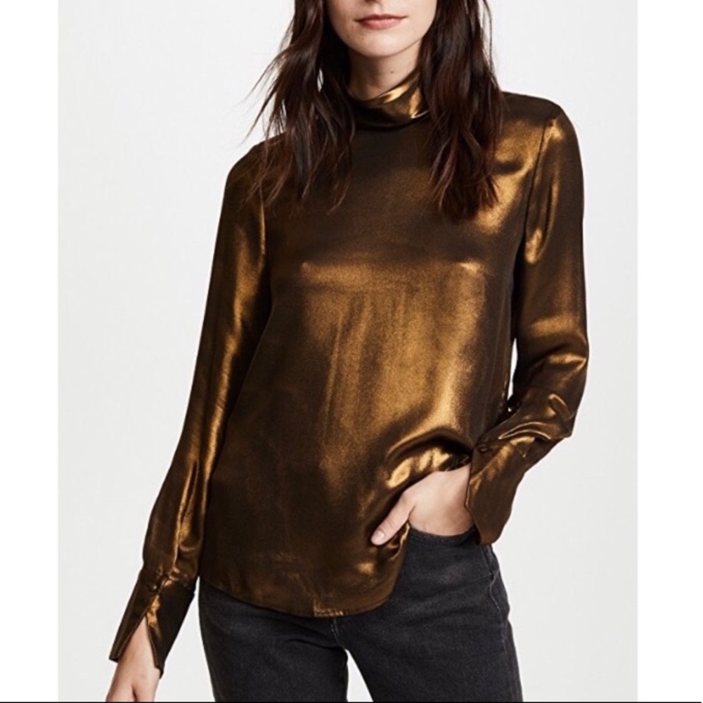 NWT FRAME Burnished Lamé Blouse